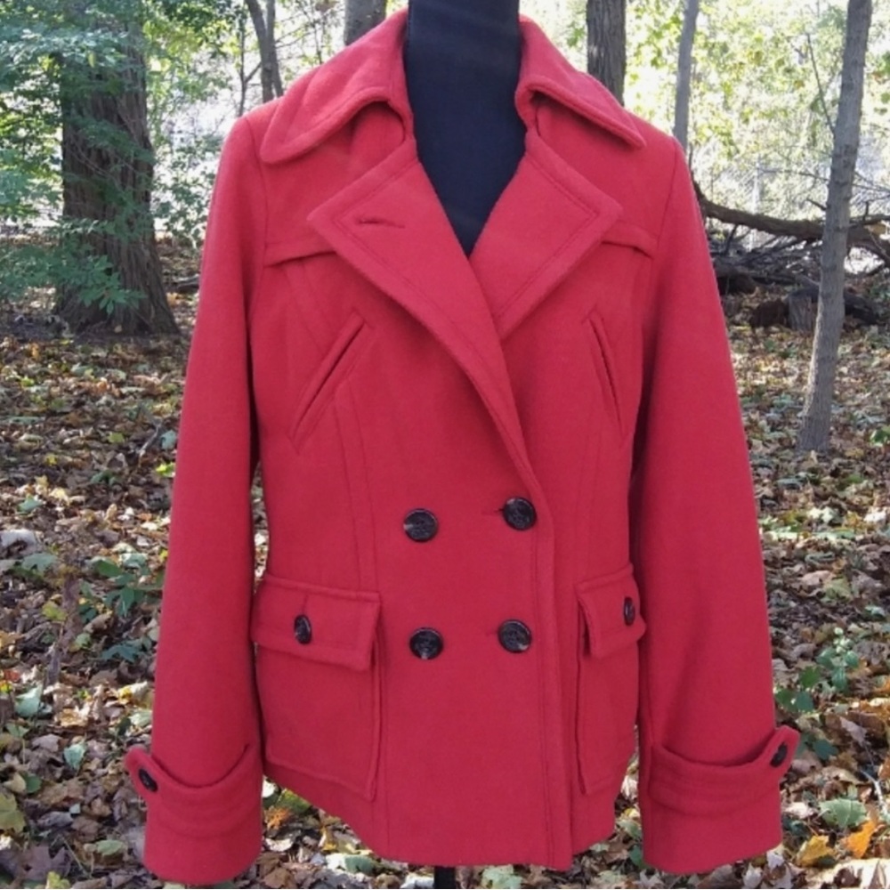 American Eagle Outfitters Bold Red Peacoat